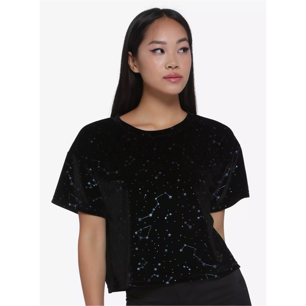 Hot Topic Star Constellation Velvet Crop Top